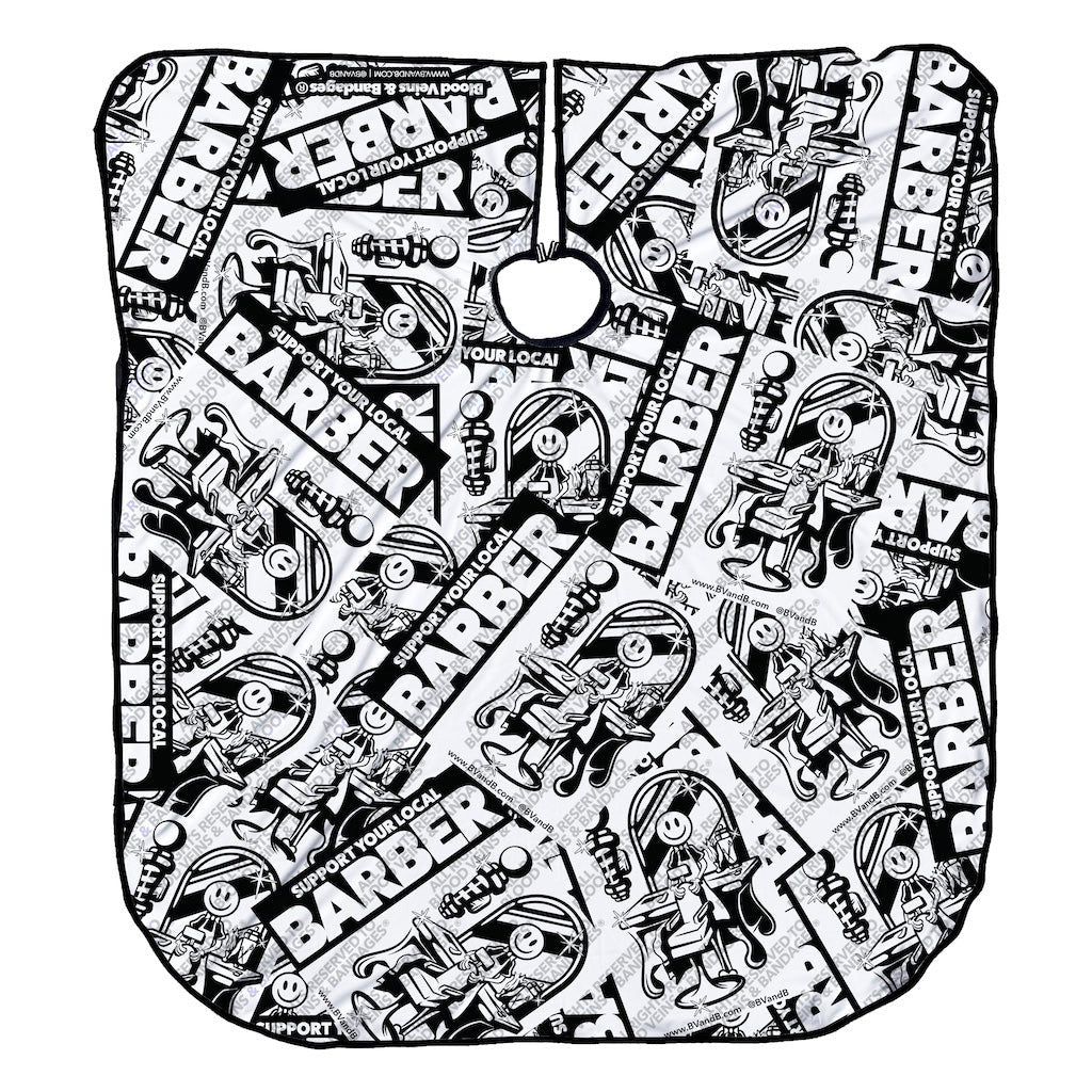 BVandB Support Your Local Barber Black - Collector's Capes