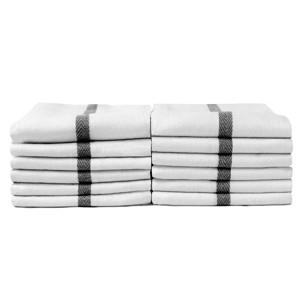 ProTex Bleach Guard Barber Towels 12pk - Black Stripe