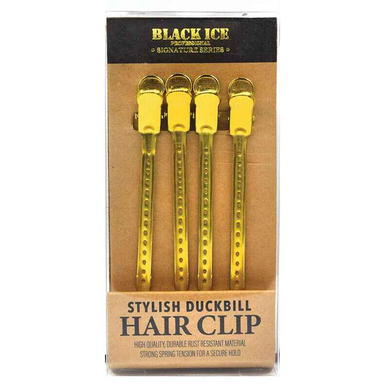 Black Ice Hair Clips Gold 4pc Set