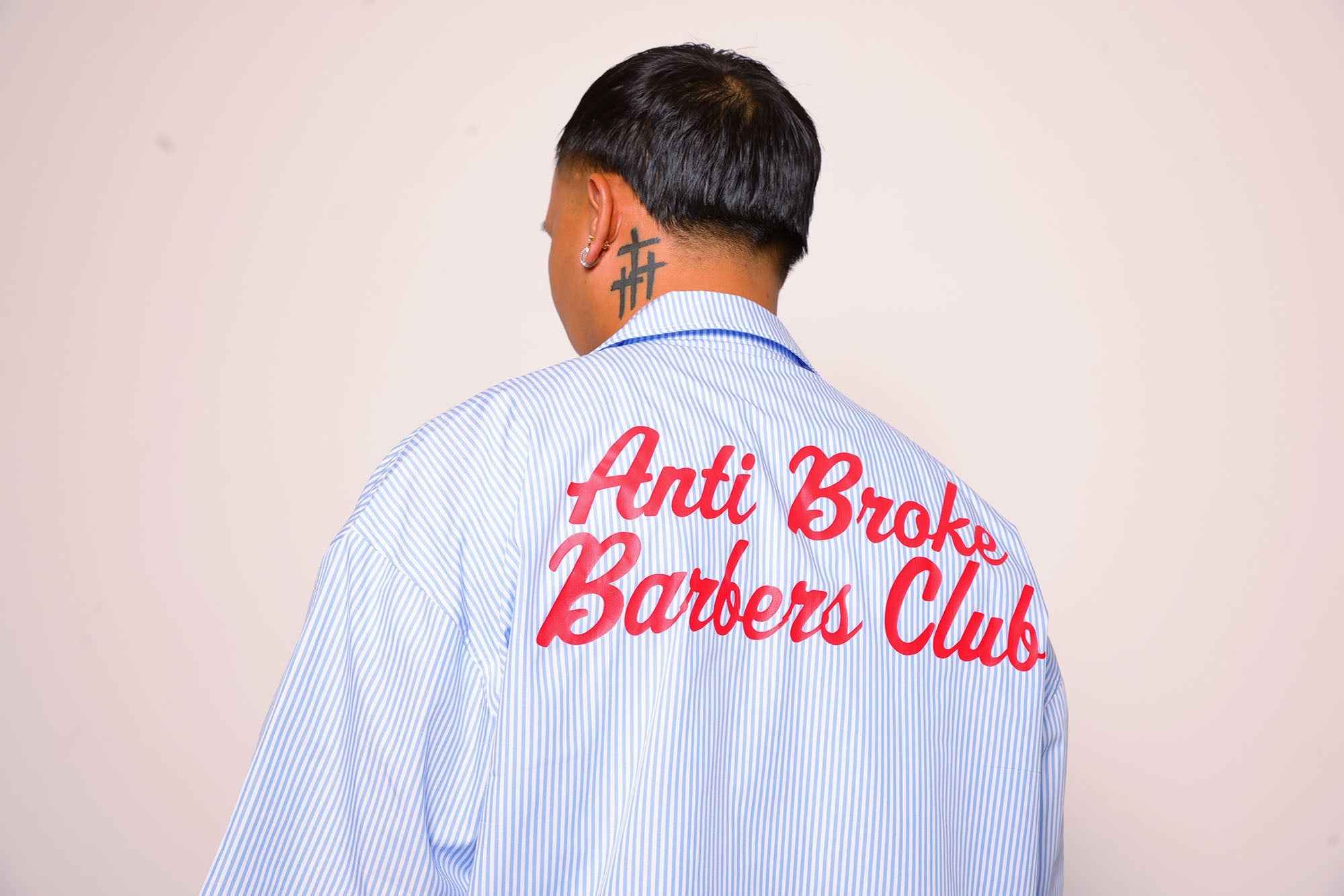 Pinstripe Hair Mechanic Smock - Blue