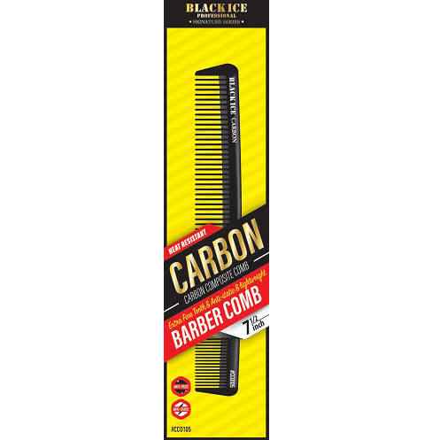 Black Ice Carbon Barber Comb 7.5 inch