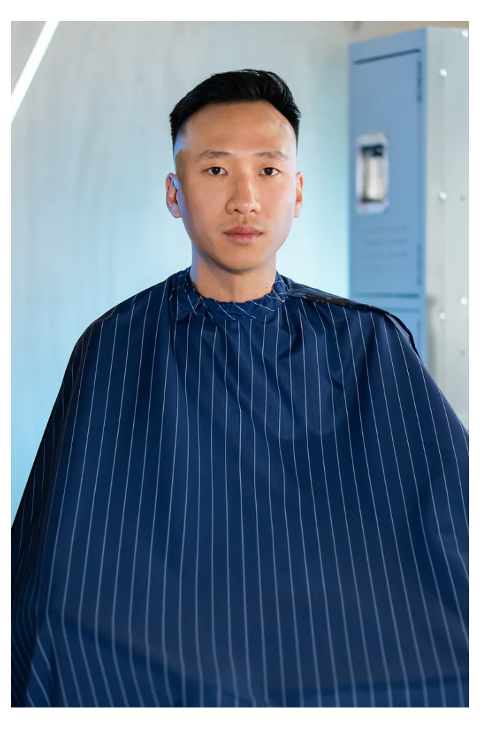 Barber Strong - Barber Cape Blue/White Pinstripe