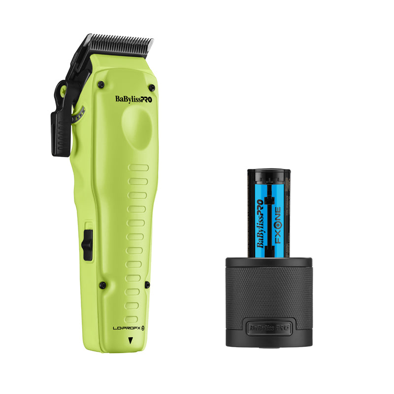 BaByliss Lo Pro FXONE Neon Clipper with battery and charger.