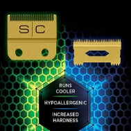 StyleCraft Replacement Fixed Gold Titanium Fade Hair Clipper Blade with Moving Gold Titanium Slim Deep Tooth Cutter Set