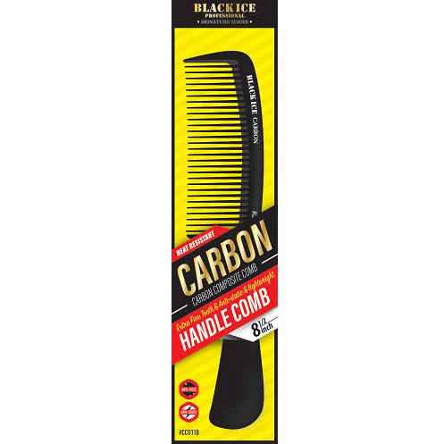 Black Ice Carbon Handle Comb 8.5 inch