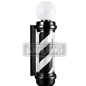 Black and White Barber Pole with Globe