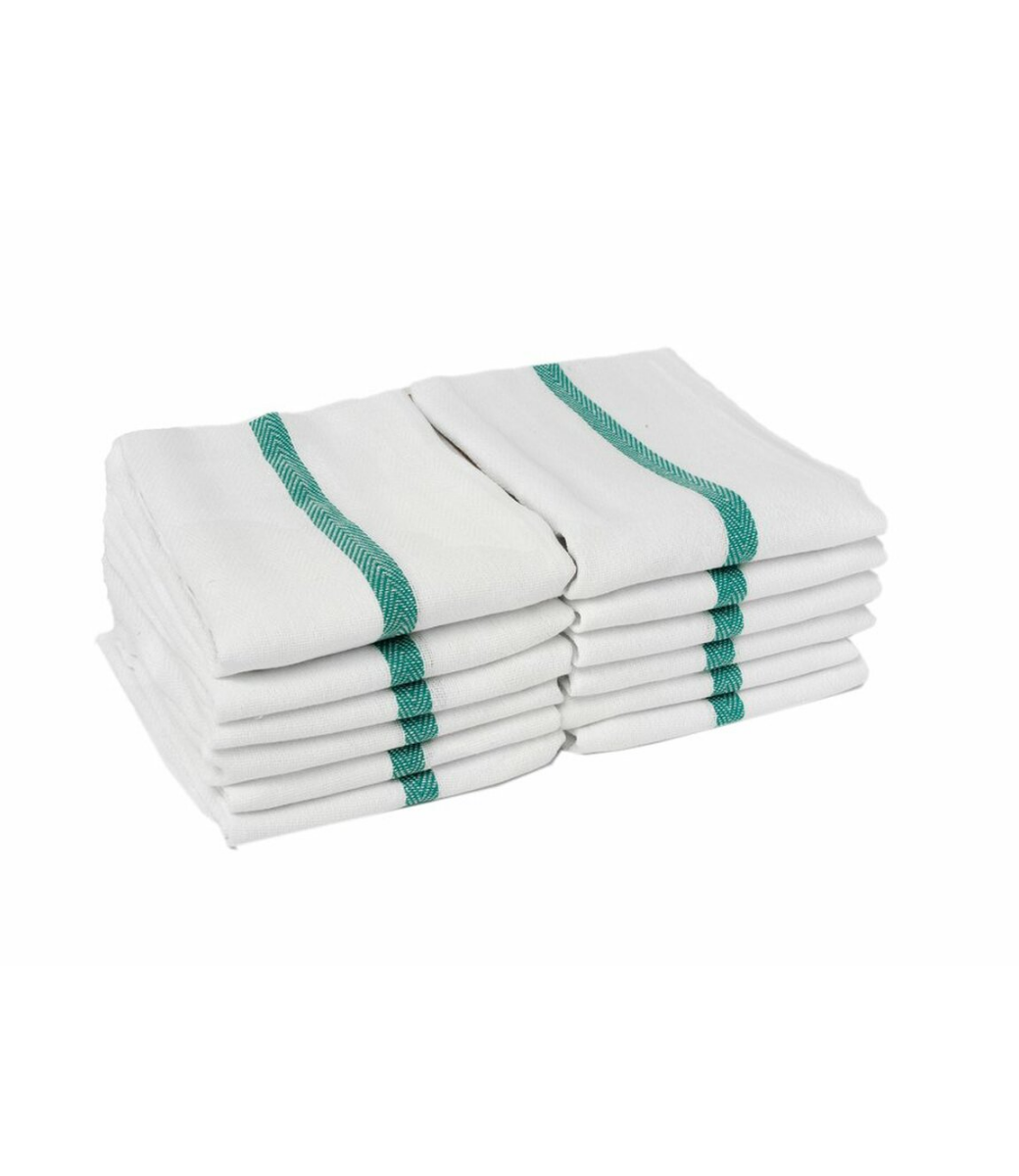 ProTex Barbershop Green Striped Towels 12pk