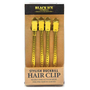 Black Ice Hair Clips Gold 4pc Set