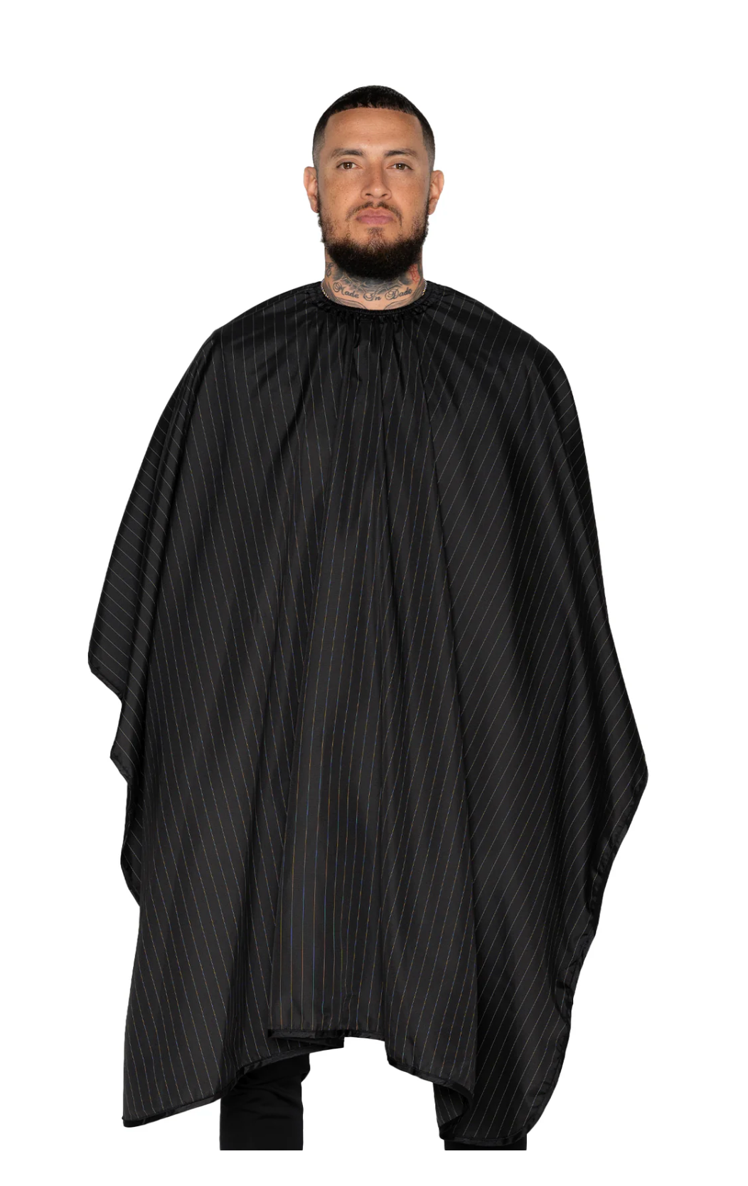 Barber Strong - Barber Cape Black with White Pinstripe