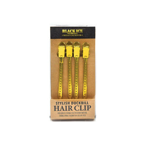 Black Ice Hair Clips Gold 4pc Set